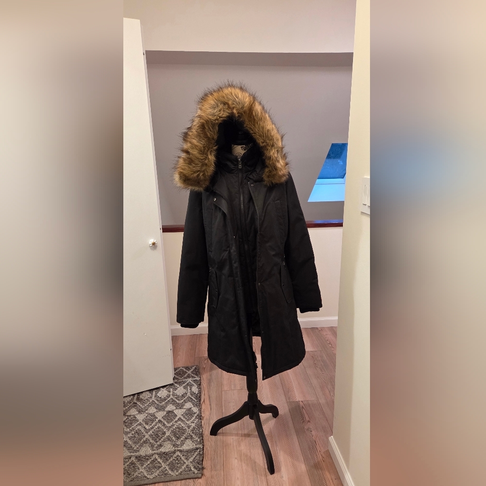 1 Madison Expedition Heritage Collection Black Snow Jacket with Faux Fur Trim